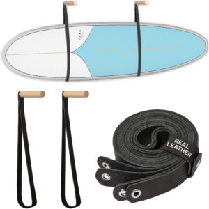 Leather Surfboard Wall Mount in Black