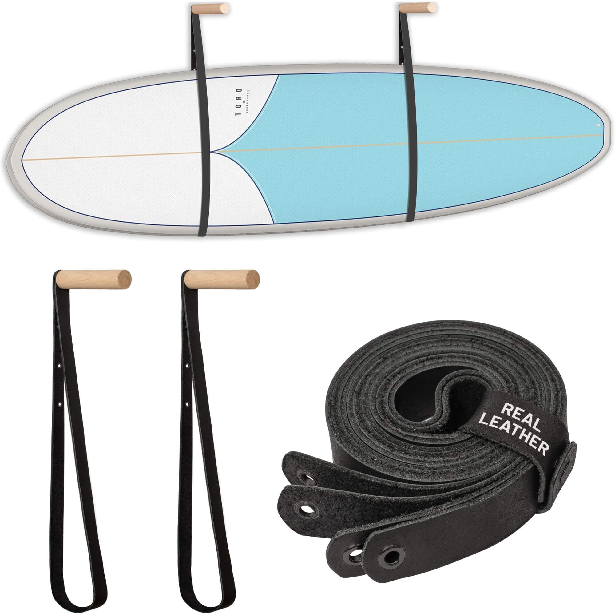 Hang 11 Surfboard Wall Mount Leather Black